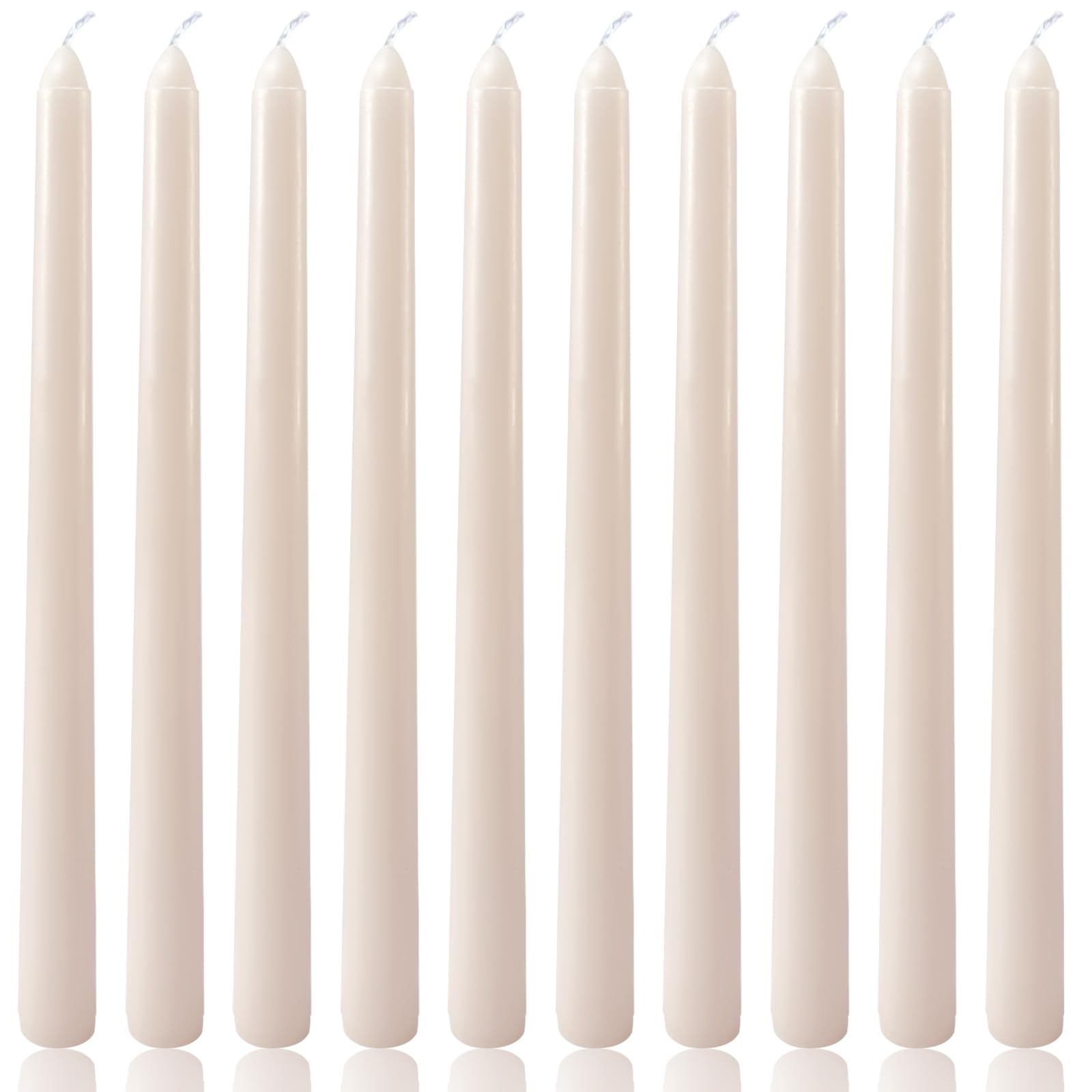 Photo 1 of 10 Inch Light-Gray Taper Candles for Home Decoration, 10 Pack Unscented Candlesticks for Dinner Wedding Party, Smokeless and Dripless Candle Sticks