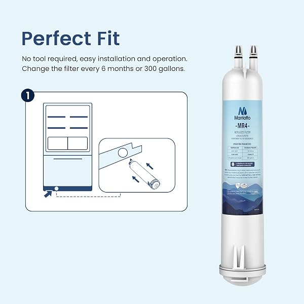 MARRIOTTO MRW4 REFRIGERATOR WATER FILTER COMPATIBLE WITH EDR3RXD1, 4396841, 4396710, FILTER 3, 46-9083,46-9030, 9030, 9083 REFRIGERATOR WATER FILTER | 2 PACK