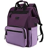 Timeet Laptop Backpack for Women Men, 17 Inch Travel Backpack with USB Charging Port, Water Resistant & Anti-theft for Work College Business, Multifunctional Carry on Backpack, Dark Purple