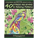 Coloring Books For Adults Volume 6: 40 Stress Relieving And Relaxing Patterns (Anti-Stress Art Therapy Series)