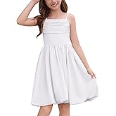 IBAKOM Girl Sleeveless Formal Party Dress Ruffle Smocked Flower Bud Skirt Teen Fancy Pageant Homecoming School Prom Dress