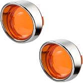 Benlari 2Pcs 2'' Turn Signal Lens Cover Chrome Bezels with Lens Fit for Harley Touring Road Glide Road King Street Glide Dyna Softail Sportster Custom Cruiser 2000-2024
