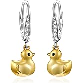 Palpitate Duck Earrings Cute Duck Gifts 925 Sterling Silver Animals Dangle Drop Earrings Jewelry for Women Daughters
