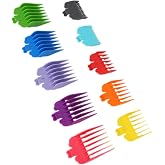 OVAQUIXI 10-Pack Guide Comb Set for Hair Clippers, 1.5mm to 25mm, Rounded | ABS Plastic Grading Combs, Smooth Trimming, Universal Professional Barber Attachment Kit