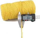jijAcraft 3MM Yellow Macrame Cord 100M Cotton String DIY Craft Wall Hanging view 2