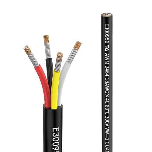 Matugajp 18awg 0.8mm² Electrical Wire 4 Core Extension Cable 20feet ...
