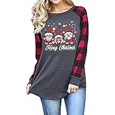 Womens Merry Christmas Shirts This is My Christmas Movies Watching Shirt Long Sleeve Plaid Raglan Splicing Graphic Tee Top