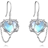 Witches Heart Earrings for Women Sterling Silver Black Heart Earrings Skull/Dragonfly/Rose/Snake/Mustard Seed/Filigree Jewelry Witchy Gifts for Women