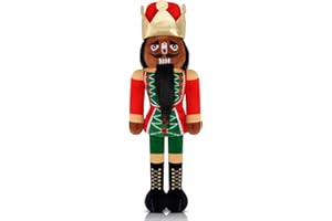 Lunmon 12 Inch Black Nutcracker Stuffed Plush Doll African American Nutcracker Christmas Decorations for Christmas Xmas Holiday Gifts Home Office Table Mantel Centerpieces Party Supplies
