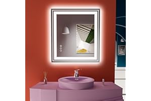 Snowdool LED Bathroom Mirror, 38"X38" with Front and Backlit, Anti-Fog, Bathroom Vanity Mirror for Wall, Memory Function, Stepless Dimmable, Tempered Glass (Horizontal/Vertical)