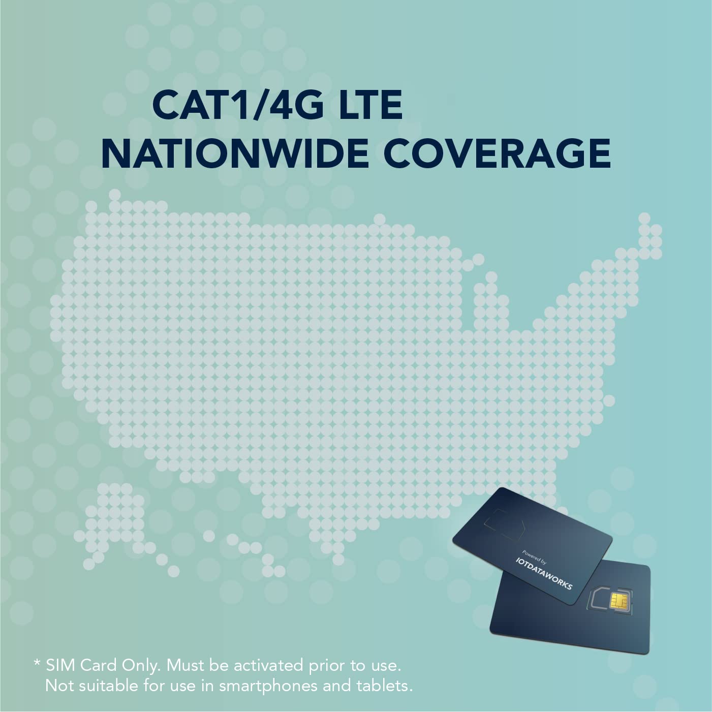 Unlimited IoT Sim Card w/ 12 Month Prepaid Service | No Contract, Limits | 64kbps | CAT1, 4G LTE/3G/2G | No Voice/SMS/Streaming | USA