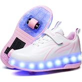 Ufatansy Roller Shoes Girls Boys Sneakers with Wheels Roller Skate Shoes USB Charging LED Light Up Footwear Skates for Beginner Trainers Kids Lightweight Breatheable Shoe