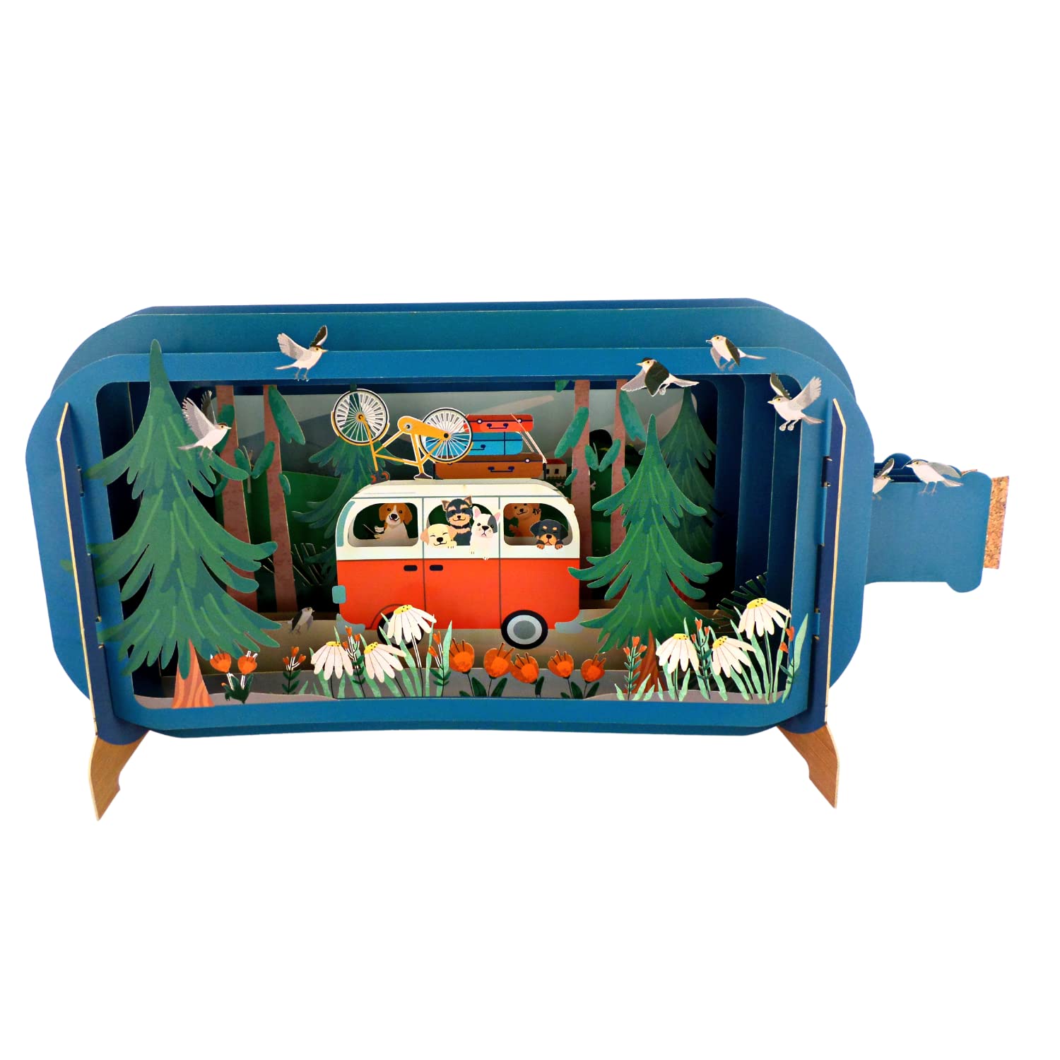 Message in A Bottle Campervan Pop Up Any Occasion Greeting Card by Alljoy Cards MIB181