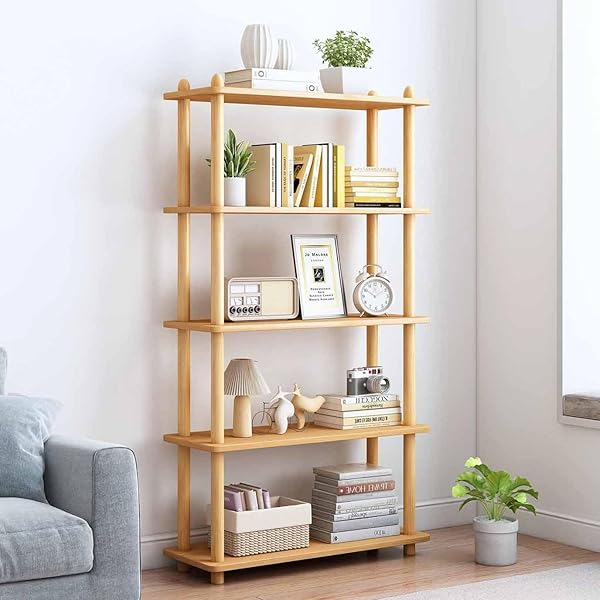 IOTXY 5-TIER WOODEN SHELF BOOKCASE – MODERN OPEN...