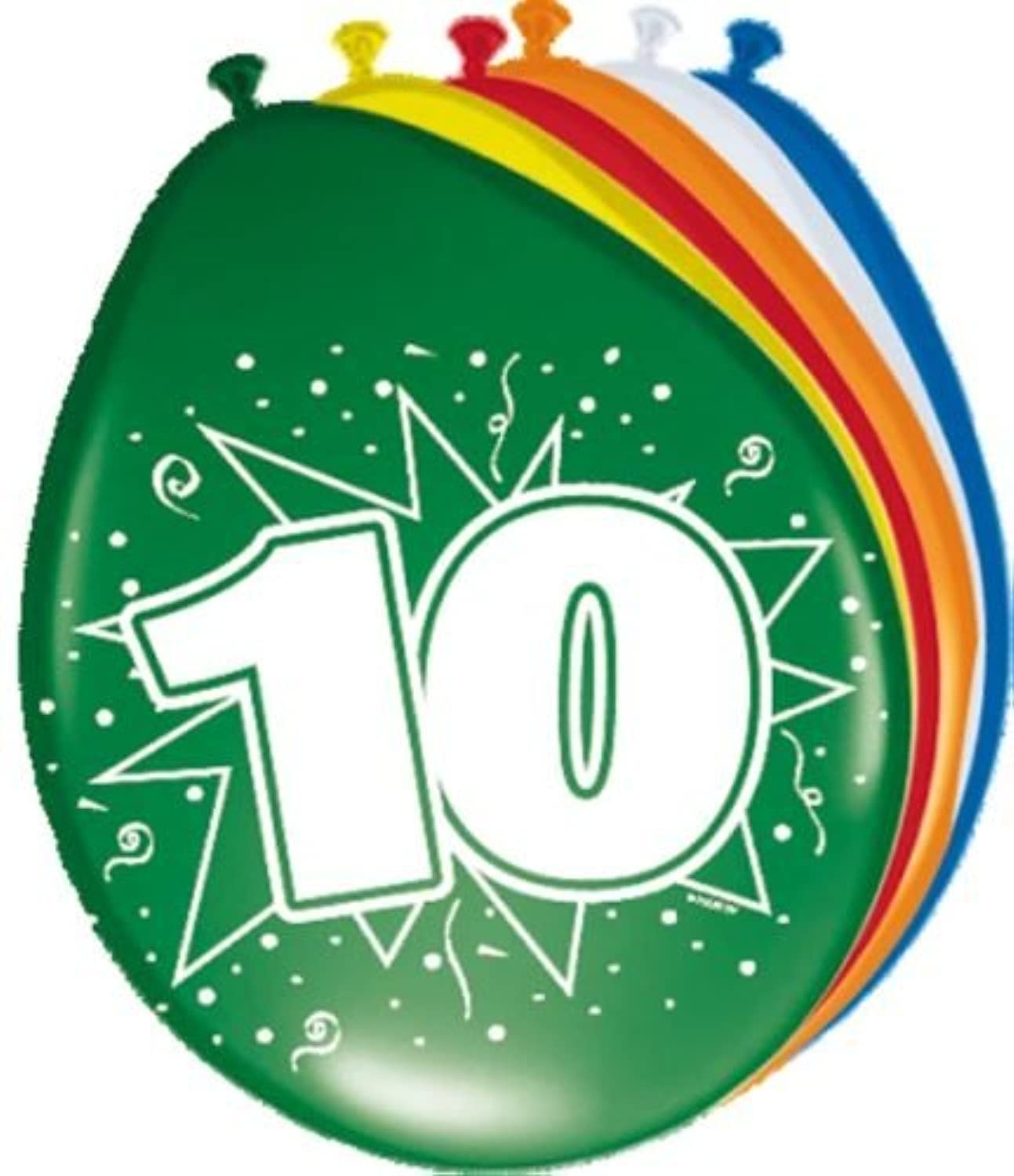 Folat 08210 10th Birthday Balloons 30cm - 8 pieces, Multi Colors, 10 — image 1