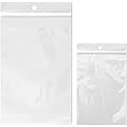 Reclosable Hang Hole Zip Poly Bags - 3 x 5 & (100 Bags) 2 Mil Clear Plastic with Resealable Lock Seal Zipper | Durable Poly Baggies | Resealable Zip Top Lock For Travel, Storage, Packaging & Shipping
