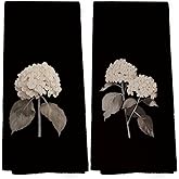XPH Vintage Hydrangea Floral Kitchen Dish Towels, Hydrangea Gifts for Women, Dark Cottagecore Flower Hand Towels Kitchen Tea Towels Decorations, 16x24inch Set of 2