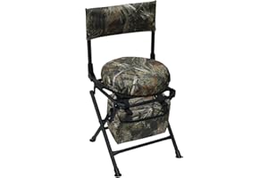 MDSTOP 360 Degree Swivel Hunting Chair for Ground Blinds, Folding Hunting Seat, Fishing Chair, Lightweight, Portable, Padded 