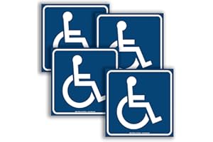 iSYFIX Handicap Signs Stickers Decal Symbol - 4 pack, 6x6 inch - ADA Compliant - Disable Wheelchair Sign, Disability Sticker, Premium Self-Adhesive Vinyl, Laminated, Indoor & Outdoor