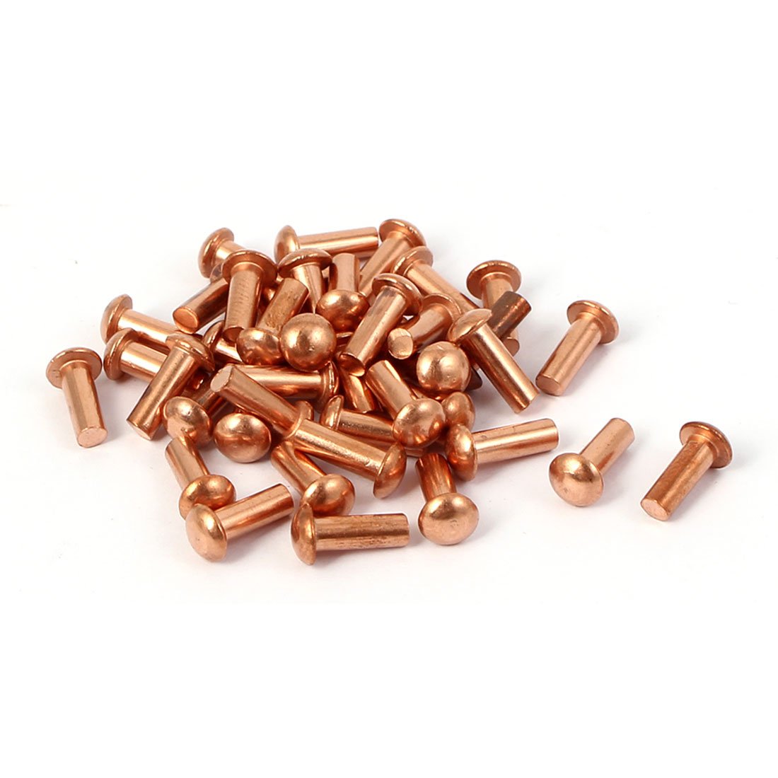 Sourcingmap 3mm x 8mm Round Shaft Copper Solid Rivets Fasteners Hardware Gold Tone 40 Pcs