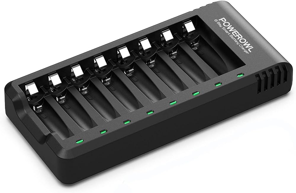 POWEROWL 8 Bay AA AAA Battery Charger USB High-Speed Independent Slots NiMH