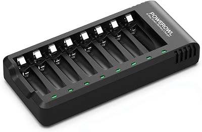 POWEROWL 8 Bay AA AAA Battery Charger USB High-Speed Independent Slots NiMH