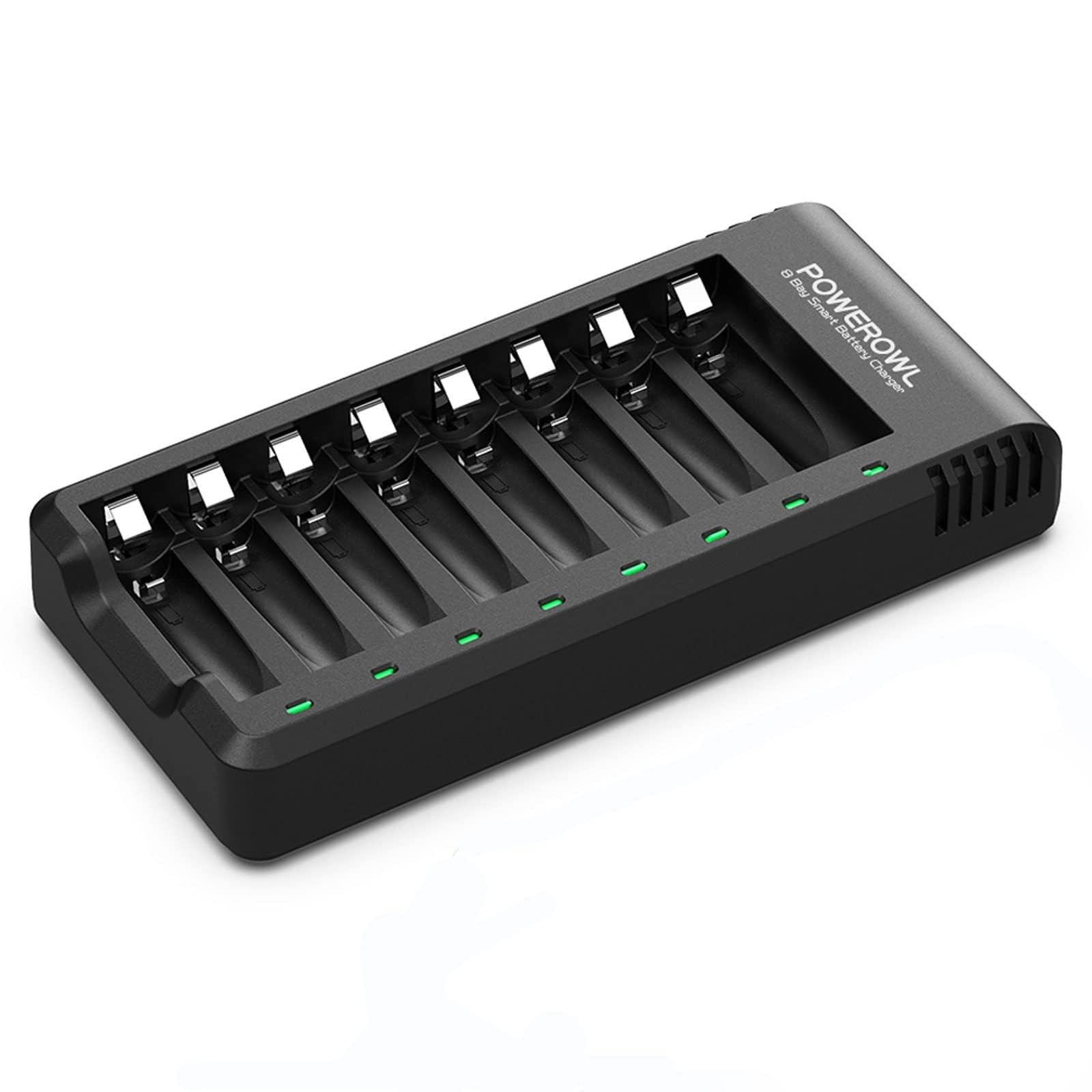 POWEROWL 8 Bay AA AAA Battery Charger (USB High-Speed Charging, Independent Slot) for Ni-MH Rechargeable Batteries (No Adapter)