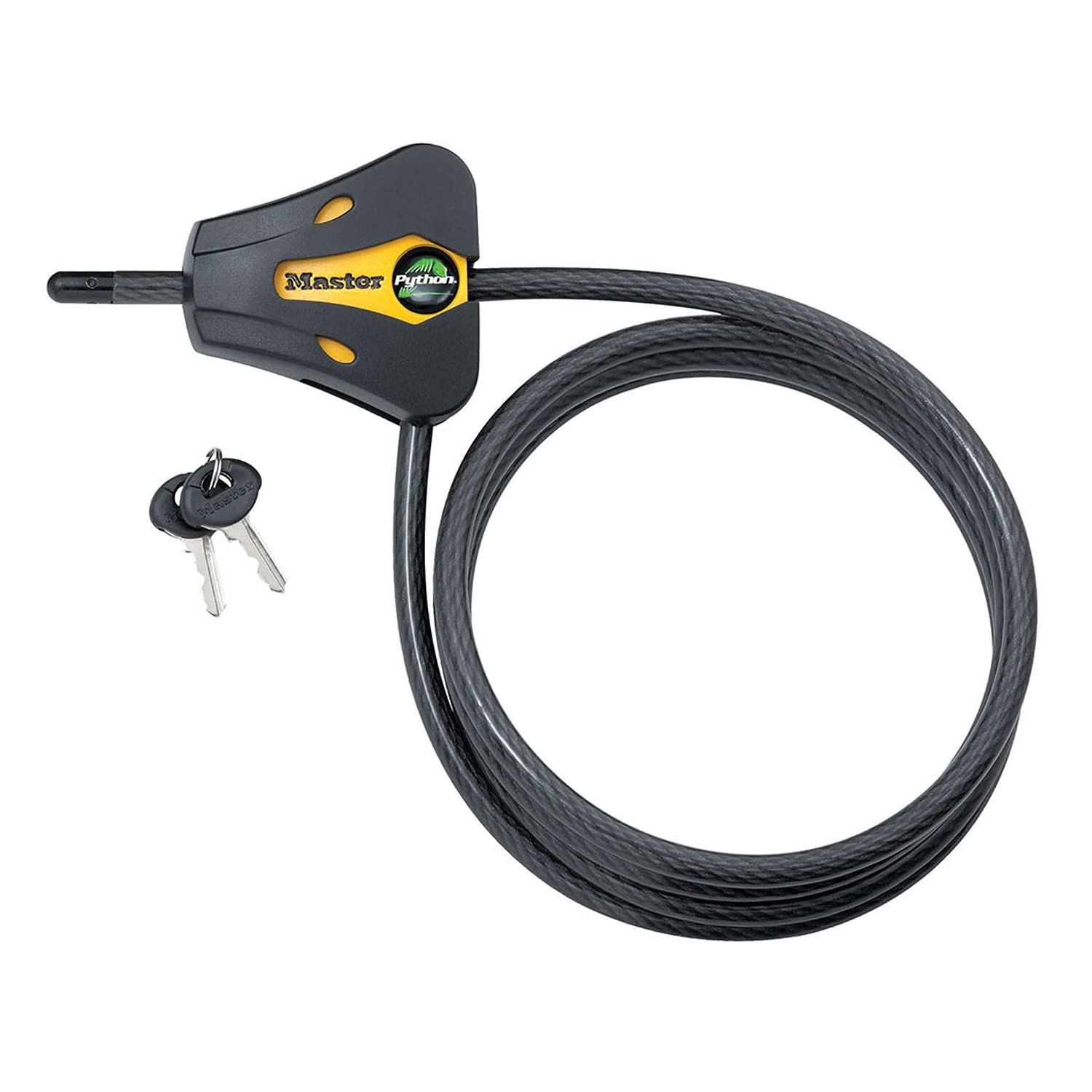 Master Lock, Python Adjustable Keyed Cable Lock, 6 ft. Long, 8419DPF, Black and Yellow, 6' x 5/16" Diameter