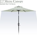 CHRISTOW Garden Parasol 2m Tilting Sun Shade Umbrella Navy Cream Sage view 3