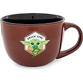 Star Wars: The Mandalorian Grogu Snack Time Ceramic Soup Mug | 24-Ounce Bowl For Ice Cream, Cereal, Oatmeal | Large Coffee Cup For Espresso, Caffeine | Cute Baby Yoda Gifts and Collectibles