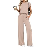 PRETTYGARDEN Womens 2 Piece Outfits Casual Cap Sleeve Lounge Set Summer Tracksuits Matching Sets Beach Fashion Travel Clothes