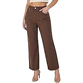 GENUWII Women's Wide Leg Pants Casual High Waisted Stretch Baggy Loose Denim Pants Wide Leg Loose Denim Pants with Pockets