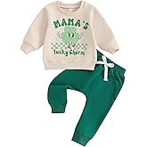 Dewadbow Toddler Baby Boy Girl St. Patrick's Day Outfit Lucky Clover Sweatshirt Top Pants Set Cute Irish Outfits