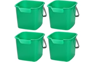 Peohud 4 Pack Sanitizing Buckets, 3 Quart Small Cleaning Buckets, Square Detergent Pail with Spout and Handle, Plastic Utility Bucket for Home Kitchen School Offices Commercial Use, Green