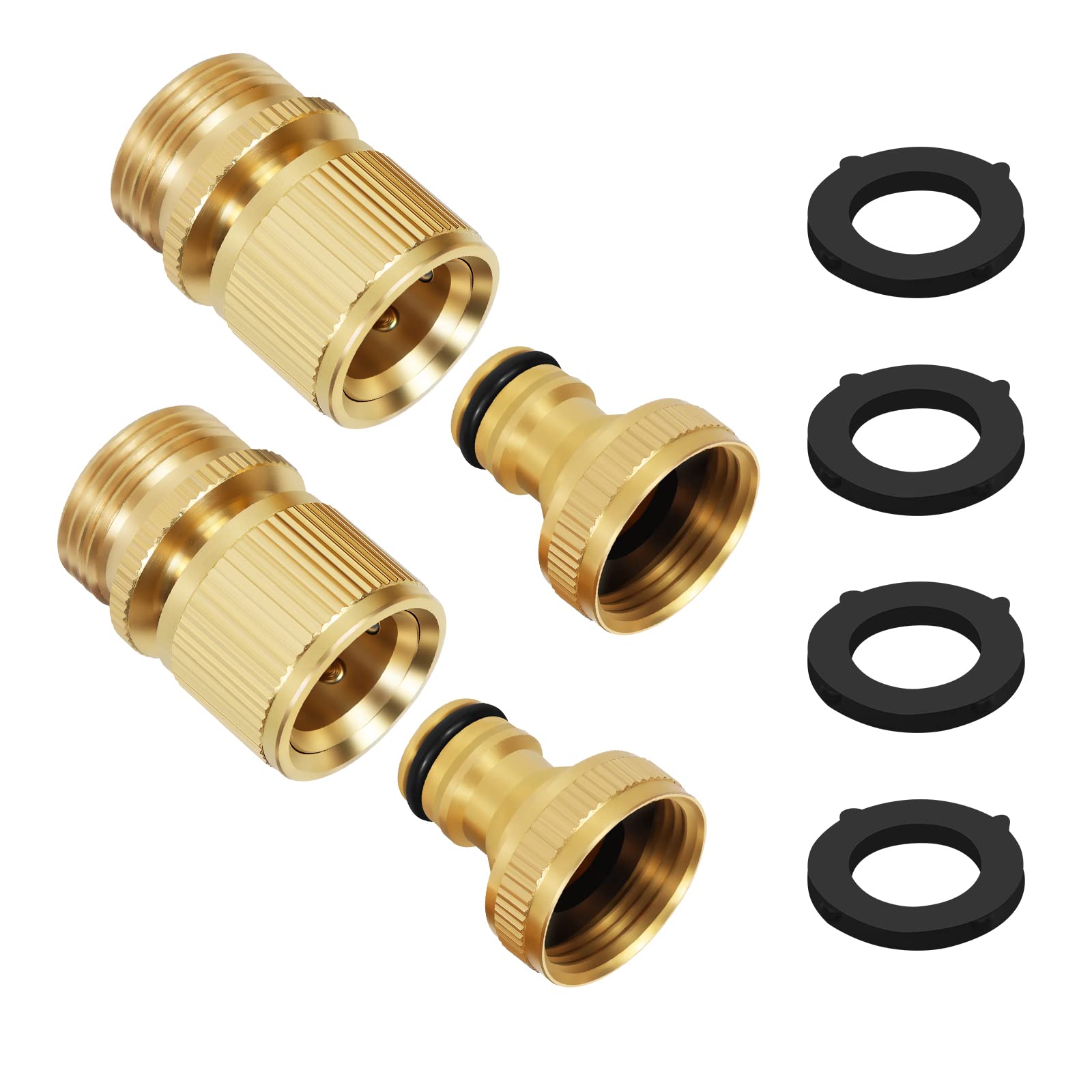 Wzzy Gurden Garden Hose Quick Connector, 3/4 inch Female Garden Hose Fitting Water Hose Connectors (2 Sets)