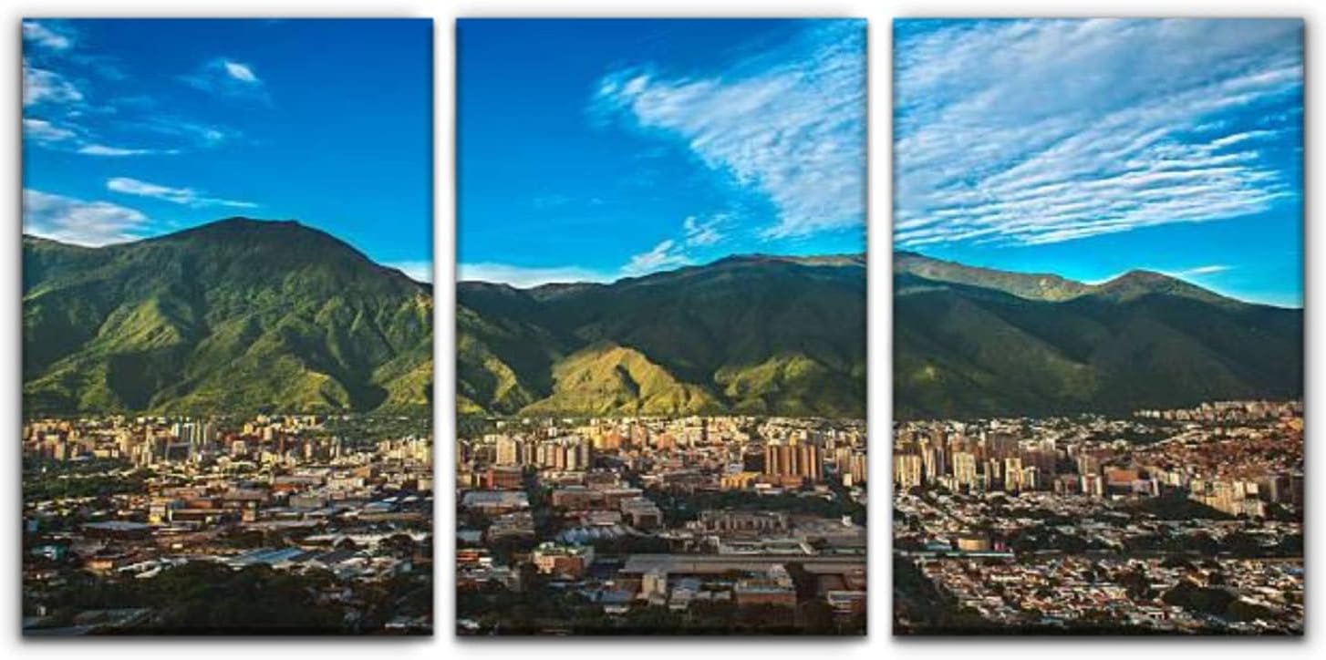 Paintings - NVBIEWOHERF Modern Canvas Painting Caracas Venezuela Cityscape on a Sunny Afternoon Wall Art Artwork Decor Printed Oil Painting Landscape, 16 x 24 inch x 3 pcs/ 40 x 60 cm x 3 pcs