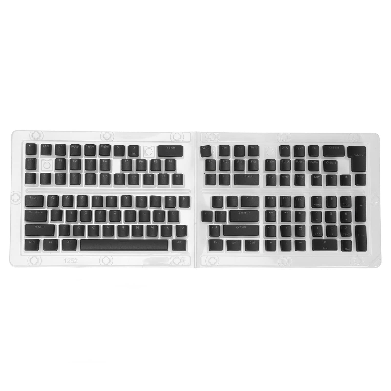 ASHATA Pudding Keycaps,129 Keys PBT Keycap Set Transparent OEM Height PBT DIY Keyboard Keycaps,for 61 62 64 68 84 87 104 108 Key Mechanical Keyboards(Black)
