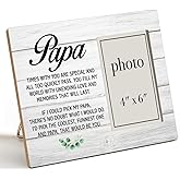 Oqtumes Papa Gift Picture Frame, Gifts for Grandpa Grandad Grandfather, Rustic Papa Wood Picture Frame 8 x 10 Inches, Wall Mount and Tabletop - 4 x 6 Inch Photo