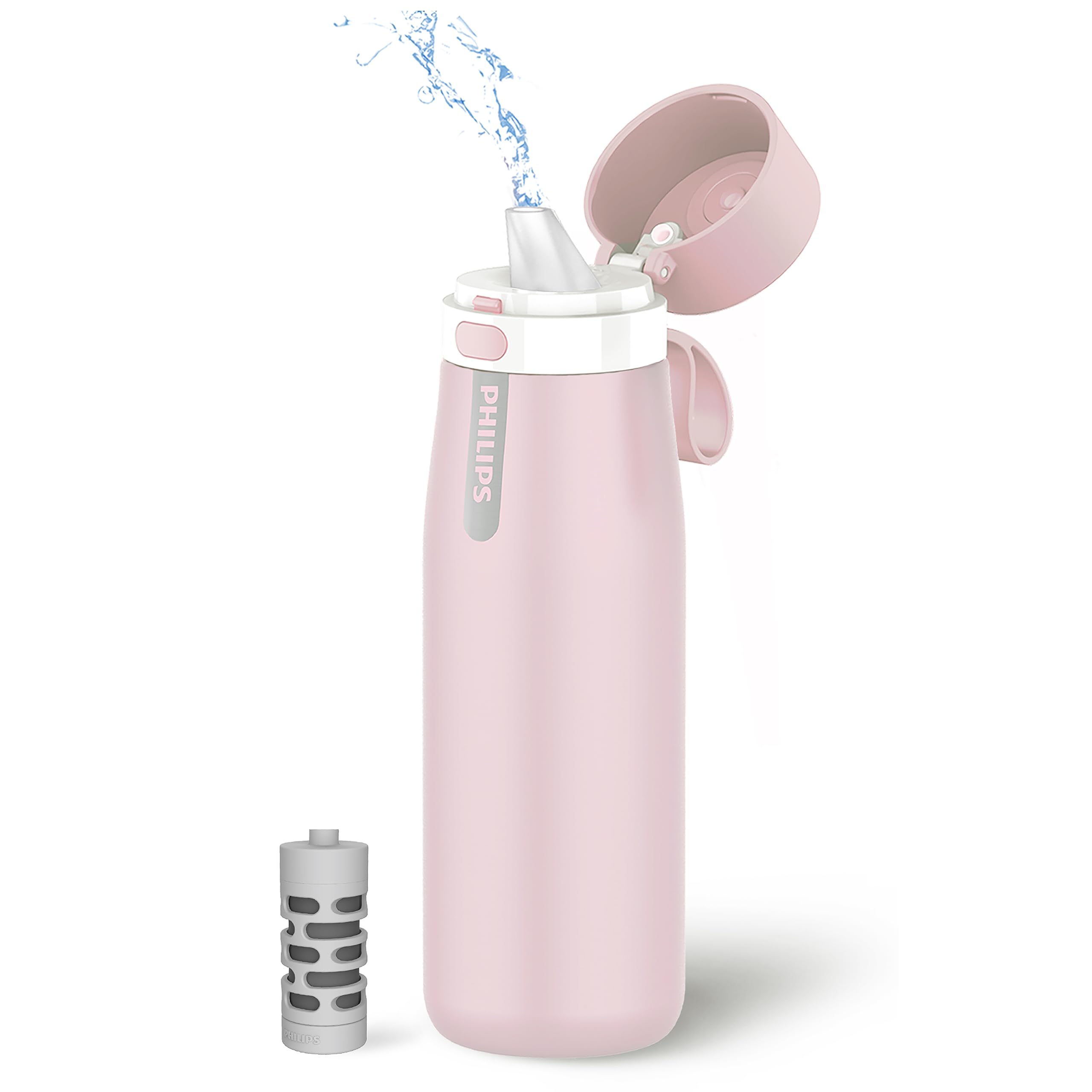 Photo 1 of PHILIPS Water Bottle with Filter, Filter Water Bottle Stainless Steel with GoZero Everyday BPA-Free Tap Water Filter, Water Filter Bottle Keep Drink Cold 24 Hours, 1 Filter for 40 gal / 2 Months