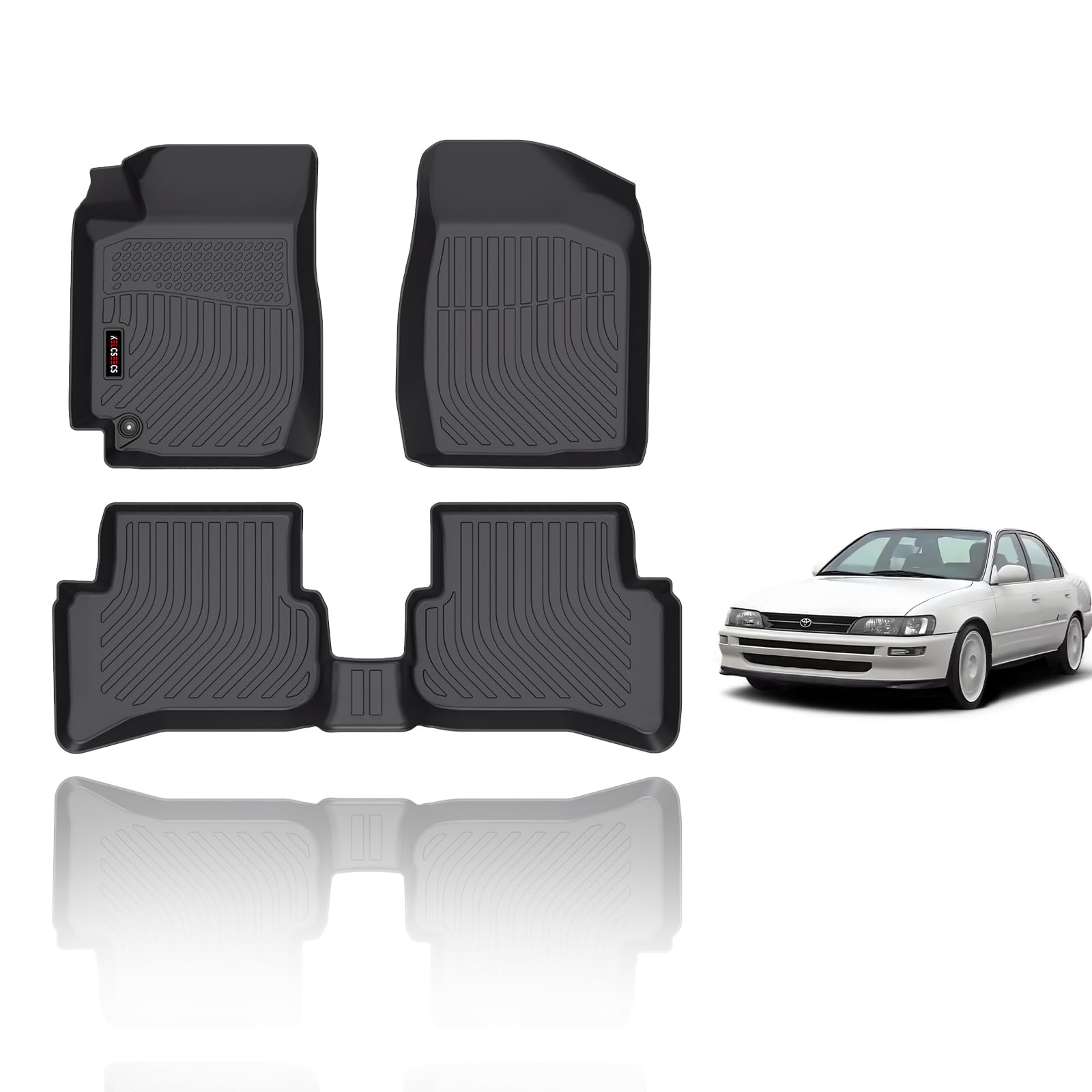 KELCSEECS Floor Mats Custom for 1998 1999 2000 2001 2002 Corolla Sedan Car Mats All Weather Floor Liners Automotive Front and Rear Row Corolla Floor Mats Accessories Black Image
