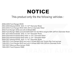 Front Disc Brake Rotors And Hub Assembly Pair For