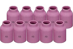 RIVERWELD TIG Gas Lens Alumina Nozzle Ceramic Cup Jumbo Large Diameter 53N88 10# 5/8" 16.0mm Orifice for PTA DB SR WP 9 17 18 20 25 26 TIG Welding Torch Pack of 10