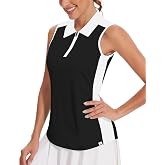 Soneven Women's Sleeveless Golf Top Floral Athletic Golf Wear Moisture Wicking Sleeveless Polo Quick Dry