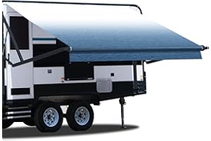 GOTRUTH RV Awning Fabric Replacement, Heavy Duty 16.2oz Vinyl Fabric Camper Awning Replacement, Universal Replacement RV Awning for Camper, Trailer, and Motorhome (20' (Fabric 19'2"), Slate Blue Fade)