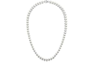 PAVOI 925 Sterling Silver Round White Simulated Shell Pearl Necklace Strand | Pearl Choker Necklace | Jewelry for Women