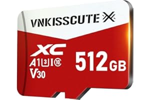 512GB Micro SD Card with Adapter, TF Card Full HD, VNKISSCUTE Fast Speed Memory Card for Security System, Camera, Smartphone,