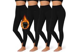 MOREFEEL 4 Pack Leggings for Women Butt Lift High Waisted Tummy Control Slimming Black No See-Thru Yoga Pants Workout Running
