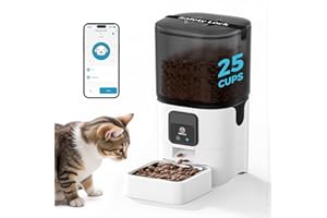 PAPIFEED Smart Automatic Cat Feeders: WiFi Pet Feeder with APP Control for Remote Feeding, Detachable for Easy Clean, Automatic Cat Food Dispenser with Alexa,1-10 Meals Per Day for Dog (6L/25Cup)