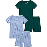Jimonda Baby Boys Girls Pajama Sets Kid Soft Sleepwear Rayon From Bamboo Sleepwear Short Sleeve 4-Piece Cool Jammies 18M-12Y