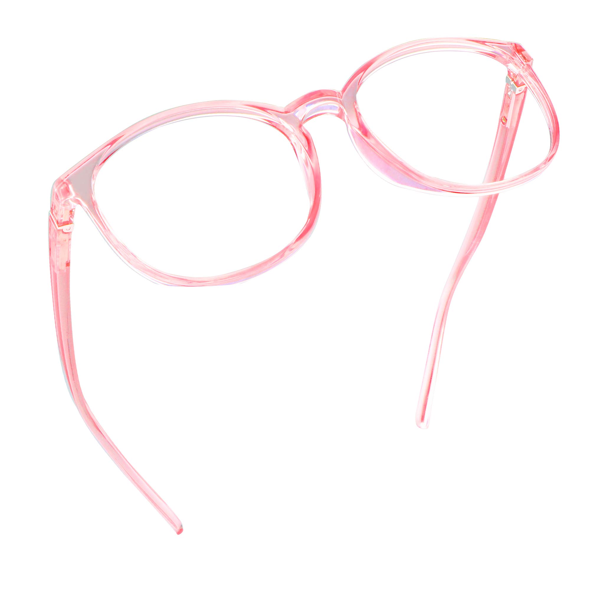 LifeArt Blue Light Blocking Glasses, Computer Reading Glasses, Gaming Glasses, TV Glasses for Women Men, Anti Glare (Clear Pink, No Magnification)